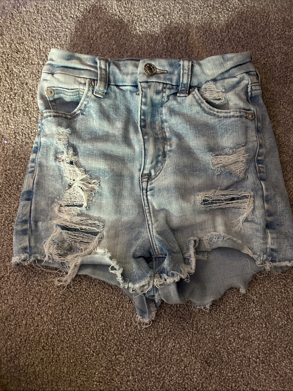 American Eagle Outfitters Light Blue Distressed Denim Cutoff Shorts